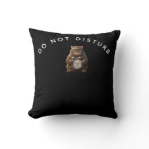 Off Duty Gym Cat Throw Pillow