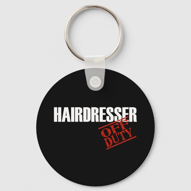 OFF DUTY HAIRDRESSER DARK KEY RING (Front)