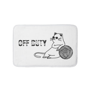 Off Duty Lazy Cat - Cute and Funny Bored Cat Two-T Bath Mat
