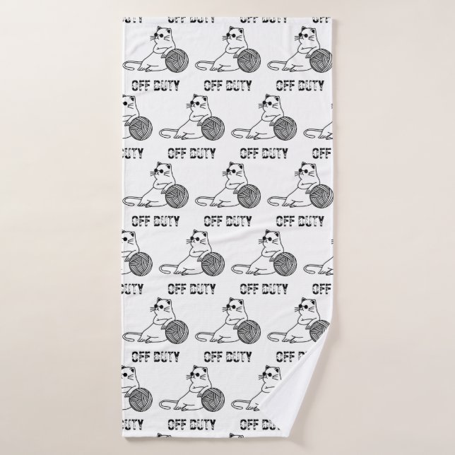 Off Duty Lazy Cat - Cute and Funny Bored Cat Two-T Bath Towel (Bath Towel)