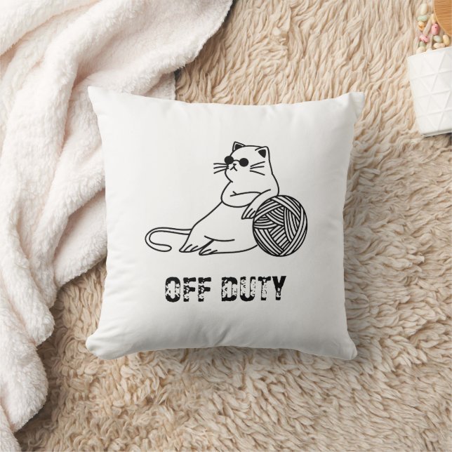 Off Duty Lazy Cat - Cute and Funny Bored Cat Two-T Cushion (Blanket)