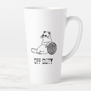 Off Duty Lazy Cat - Cute and Funny Bored Cat Two-T Latte Mug