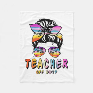 Off Duty Messy Bun Rainbow Sungles End Of School Fleece Blanket