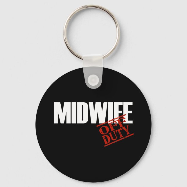 OFF DUTY MIDWIFE DARK KEY RING (Front)