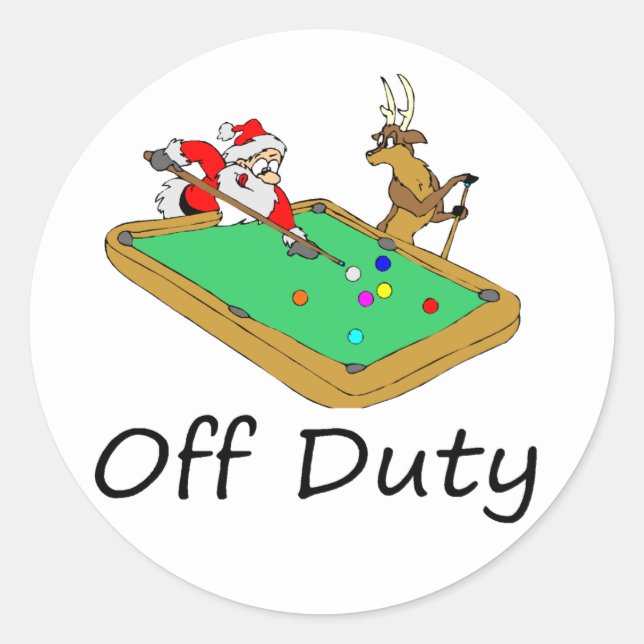 Off Duty Santa (Playing Pool) Classic Round Sticker (Front)