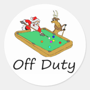 Off Duty Santa (Playing Pool) Classic Round Sticker