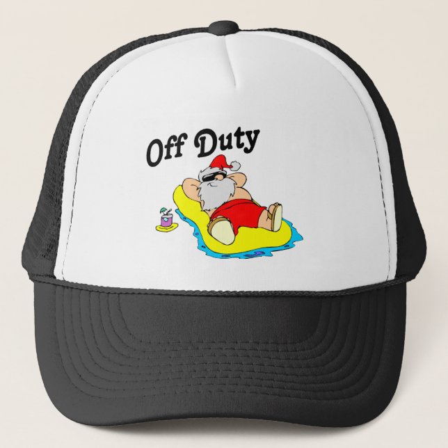 Off Duty Santa (Sunbathing) Trucker Hat (Front)
