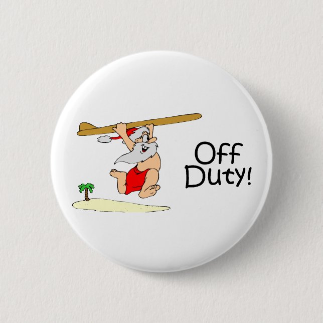Off Duty Santa (Surfing) 6 Cm Round Badge (Front)
