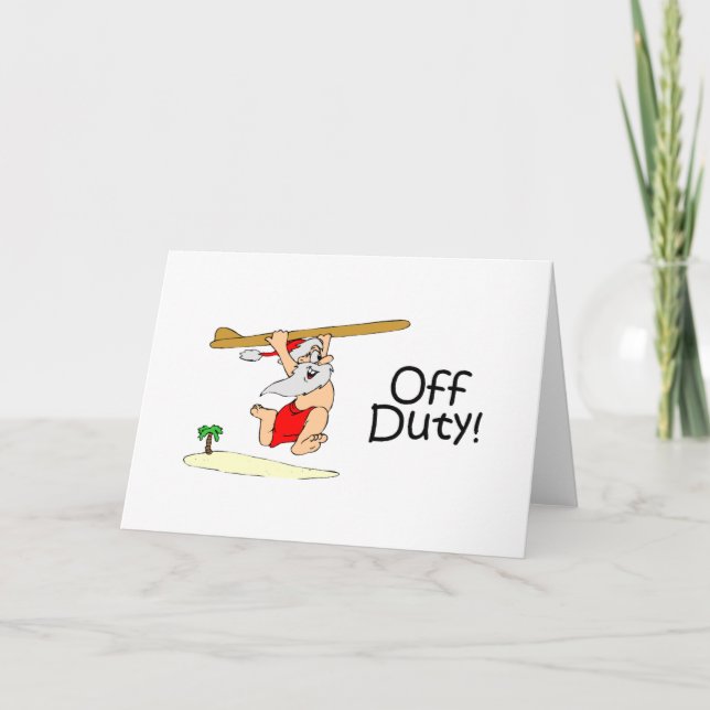 Off Duty Santa (Surfing) Holiday Card (Front)
