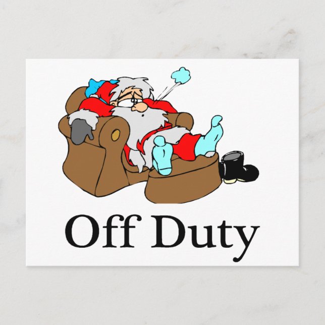 Off Duty (Sleeping Santa) Holiday Postcard (Front)