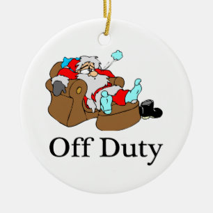 Off Duty Tired Santa Ceramic Ornament
