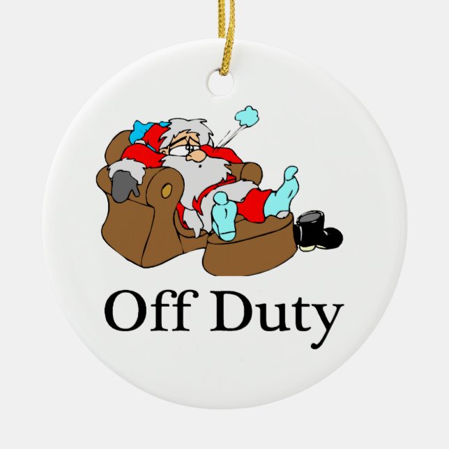 Off Duty Tired Santa Ceramic Ornament (Front)