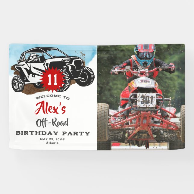 Off Road Adventure ATV Monster Truck Birthday Banner (Horizontal)
