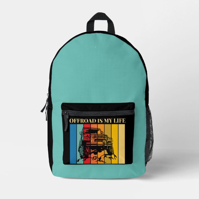 off road is my life printed backpack (Front)