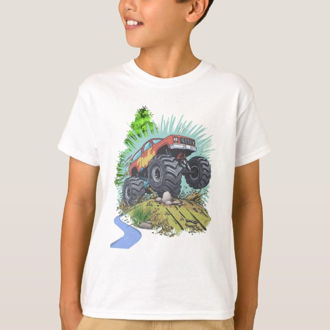 Off-Road Monster Truck Jumping T-Shirt (Front)