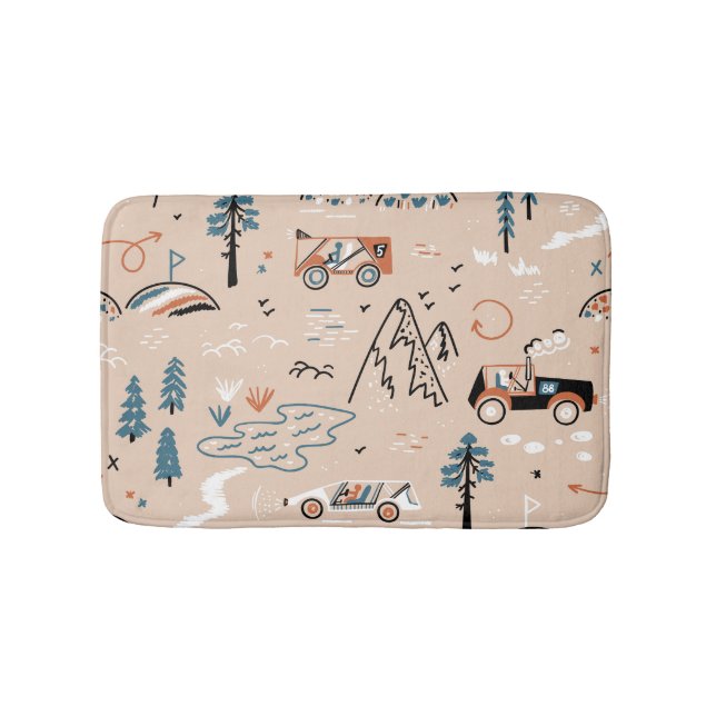 Off-road racing, vintage seamless. bath mat (Front)