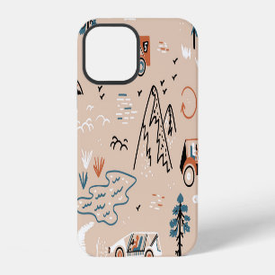 Off-road racing, vintage seamless. iPhone 12 case