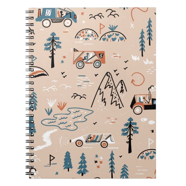 Off-road racing, vintage seamless. notebook (Front)