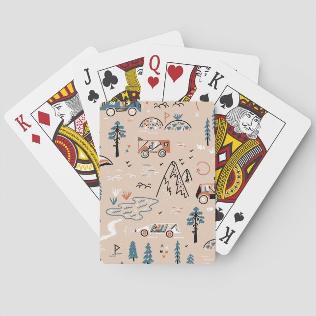 Off-road racing, vintage seamless. playing cards (Back)