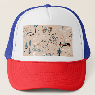 Off-road racing, vintage seamless. trucker hat