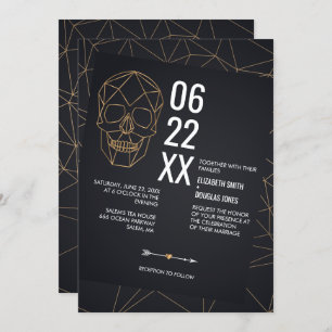 Off Set Geometric Skull Wedding Invitation