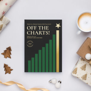 Off the Charts Corporate Green Gold Black New Year Foil Holiday Card