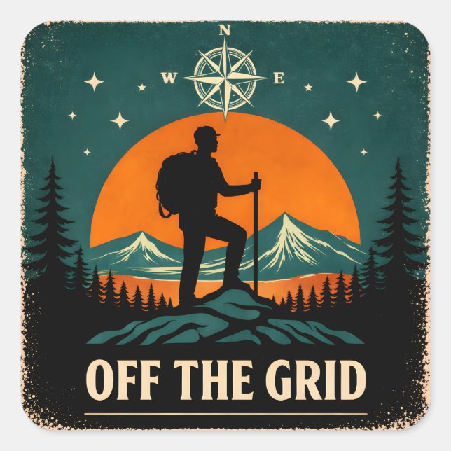 Off The Grid – Disconnect Reconnect Nature Square Sticker (Front)