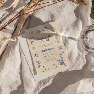 Off The Market Blue Hand Drawn Bridal Shower Invitation