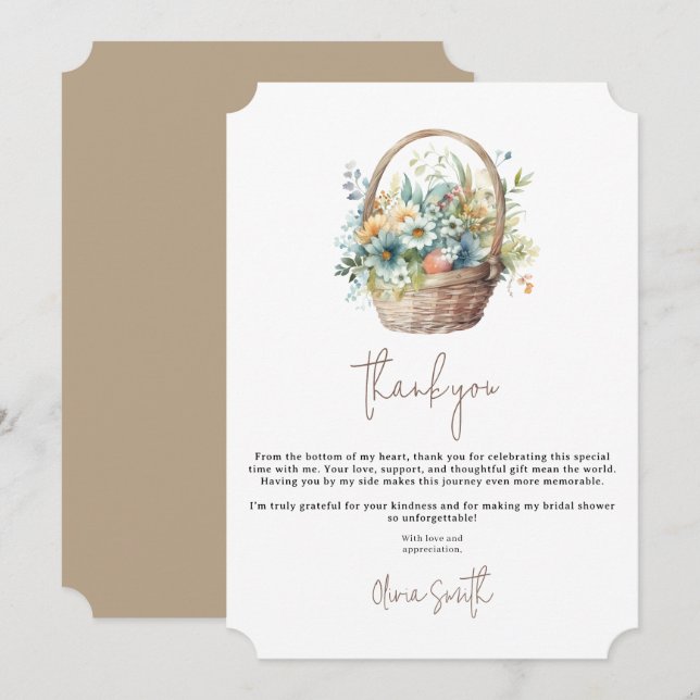 Off the Market Bridal Shower, Floral Bridal Shower Thank You Card (Front/Back)