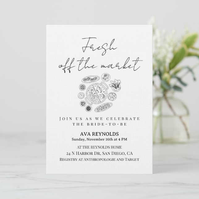 Off The Market Bridal Shower Invitation Template (Standing Front)