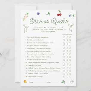 Off the Market bridal shower Over Under Game Card