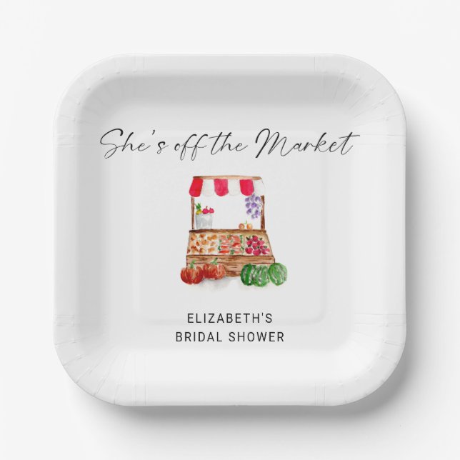 Off the Market Bridal Shower Script Custom Paper Plate (Front)