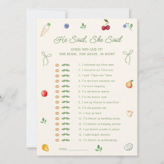 Off the Market Bridal Shower Who Said Game Card