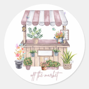 Off the Market Bride Design Cute Girly Market Classic Round Sticker