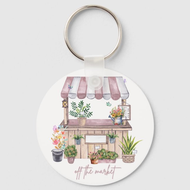 Off the Market Bride Design | Cute Girly Market Key Ring (Front)