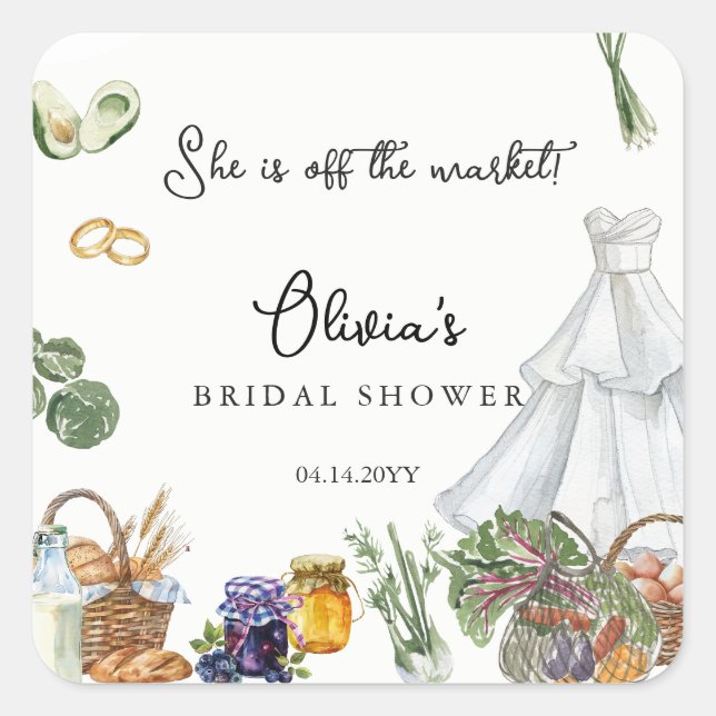 Off the market farmer's Bridal Shower favour Square Sticker (Front)