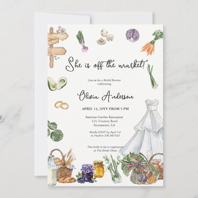 Off the market farmer's Bridal Shower Invitation (Front)