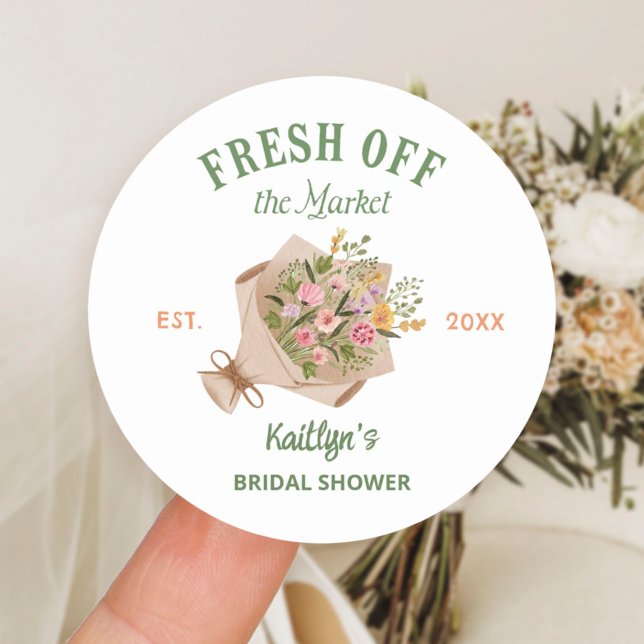 Off The Market Farmer's Market Bridal Shower Classic Round Sticker (Creator Uploaded)