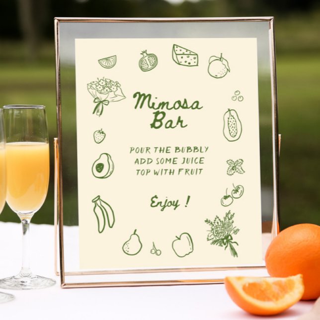 Off The Market Green Hand Drawn Mimosa Bar Poster (Creator Uploaded)
