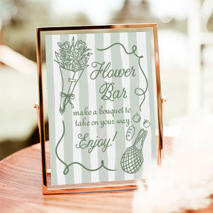 Off The Market Hand Drawn Bridal Shower Flower Bar Poster