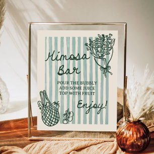 Off The Market Hand Drawn Bridal Shower Mimosa Bar Poster