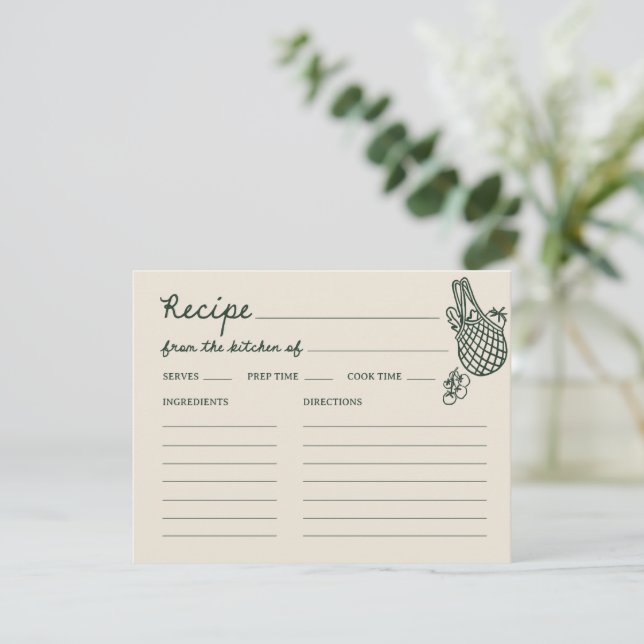 Off The Market Hand Drawn Bridal Shower Recipe Enclosure Card (Standing Front)