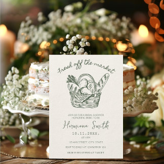 Off the Market Hand-drawn Green Bridal Shower Invitation