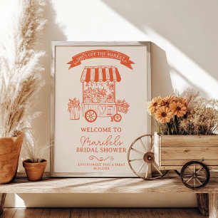 Off the market orange scribbles bridal welcome poster