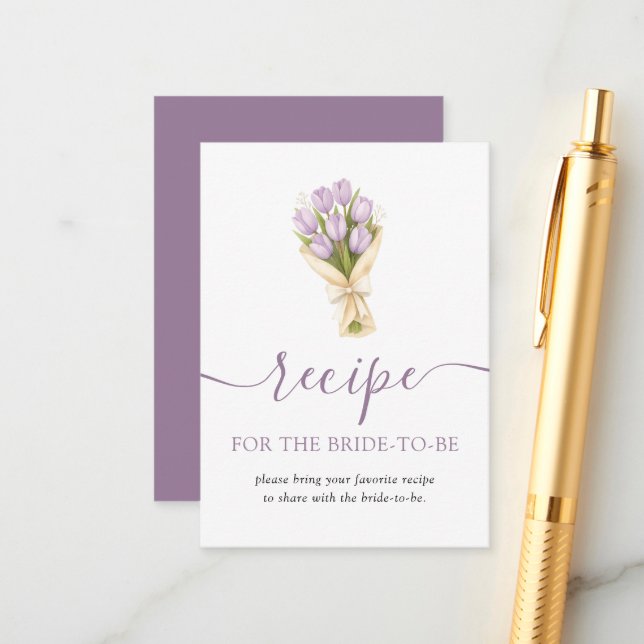 Off The Market Tulips Bridal Shower Recipe Card (Front/Back In Situ)