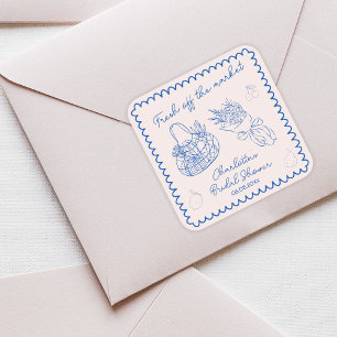 Off The Market Whimsical Hand Drawn Bridal Shower Square Sticker