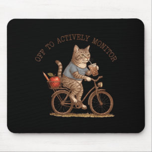 Off to Actively Monitor Funny Cat Testing Day Mouse Pad