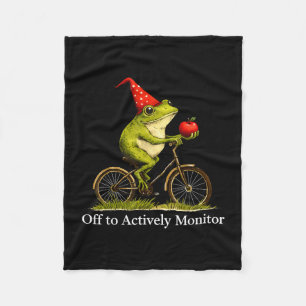 Off to actively monitor funny frog cycling teacher fleece blanket