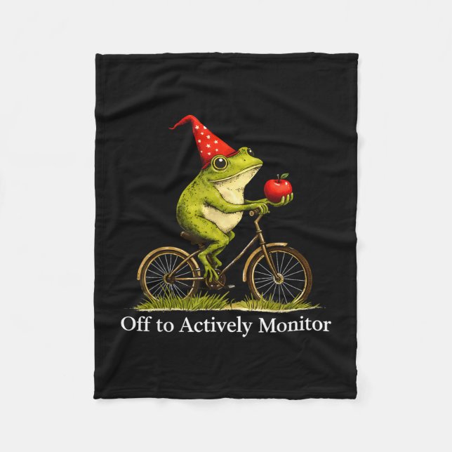 Off to actively monitor funny frog cycling teacher fleece blanket (Front)