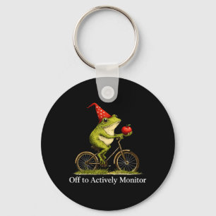 Off to Actively Monitor Funny Frog Cycling Teacher Key Ring